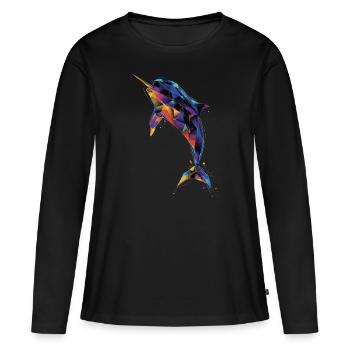 Narval - T-shirt manches longues Premium bio Femme - noir - Devant - Julia (174cm)