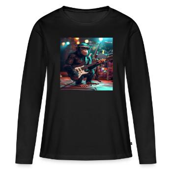 Chimpanzé - T-shirt manches longues Premium bio Femme - noir - Devant - Julia (174cm)
