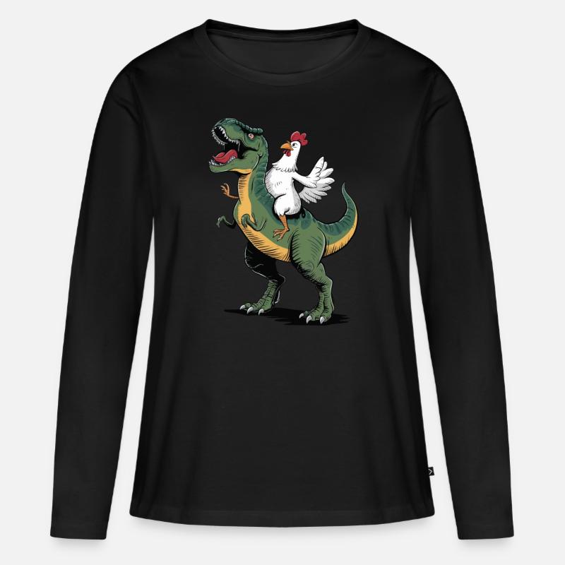 Huhn - Frauen Premium Bio Langarmshirt - Schwarz