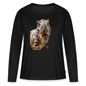T-Rex - T-shirt manches longues Premium bio Femme - noir - Devant - Julia (174cm)