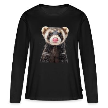 Frettchen - Frauen Premium Bio Langarmshirt - Schwarz - Vorne - Julia (174cm)