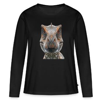 T-Rex - T-shirt manches longues Premium bio Femme - noir - Devant - Julia (174cm)