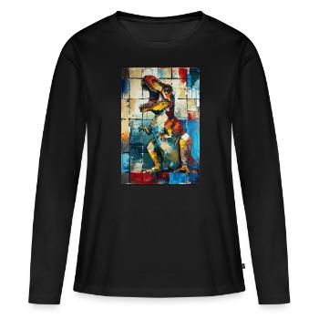 T-Rex - T-shirt manches longues Premium bio Femme - noir - Devant - Julia (174cm)