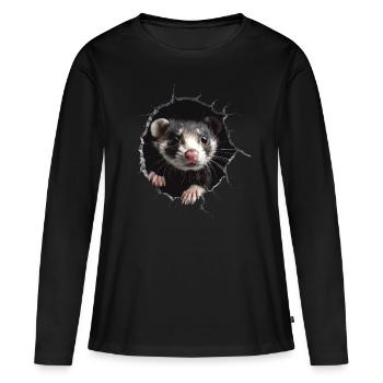 Frettchen - Frauen Premium Bio Langarmshirt - Schwarz - Vorne - Julia (174cm)