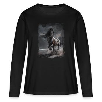 Arabe - T-shirt manches longues Premium bio Femme - noir - Devant - Julia (174cm)
