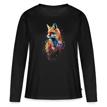 Fuchs - Frauen Premium Bio Langarmshirt - Schwarz - Vorne - Julia (174cm)