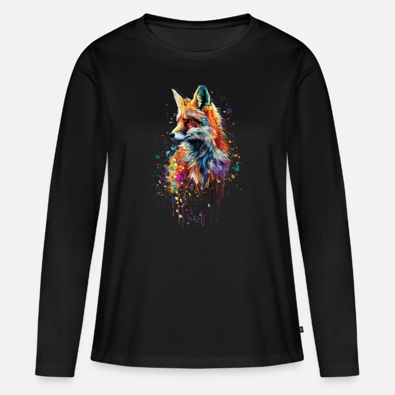Fuchs - Frauen Premium Bio Langarmshirt - Schwarz