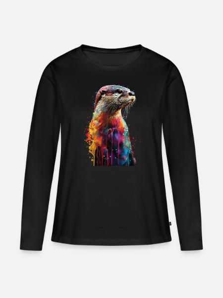 Otter - Frauen Premium Bio Langarmshirt - Schwarz