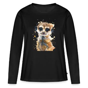Erdmännchen - Frauen Premium Bio Langarmshirt - Schwarz - Vorne - Julia (174cm)