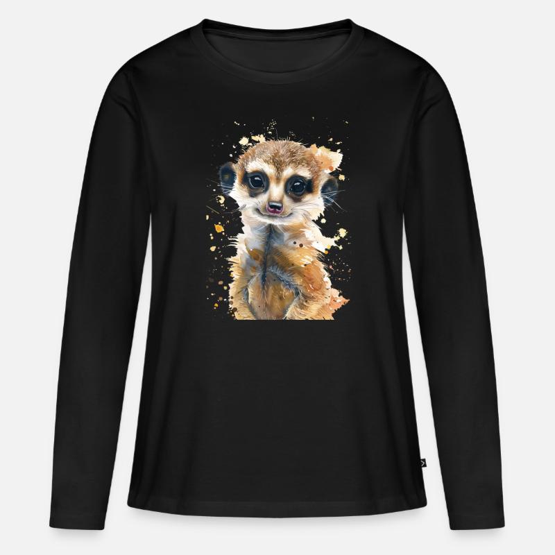Erdmännchen - Frauen Premium Bio Langarmshirt - Schwarz