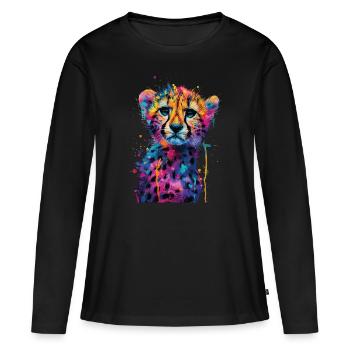 Guépard - T-shirt manches longues Premium bio Femme - noir - Devant - Julia (174cm)