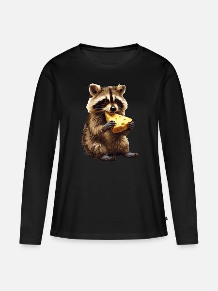 Waschbär - Frauen Premium Bio Langarmshirt - Schwarz