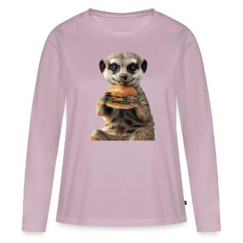 Suricate - T-shirt manches longues Premium bio Femme - rose poudré - Devant - Julia (174cm)