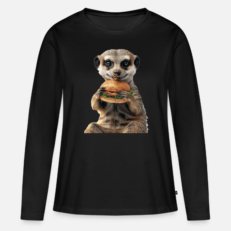 Erdmännchen - Frauen Premium Bio Langarmshirt - Schwarz