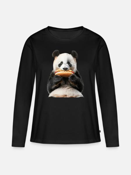 Panda - Women's Premium Organic Long Sleeve Shirt - black