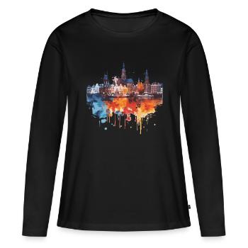Land van Cuijk - T-shirt manches longues Premium bio Femme - noir - Devant - Julia (174cm)