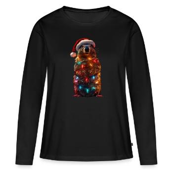 Groundhog Christmas - Women's Premium Organic Long Sleeve Shirt - black - Front - Julia (174cm)