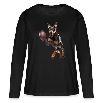 Dobermann - Frauen Premium Bio Langarmshirt - Schwarz - Vorne - Julia (174cm)