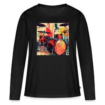 Percussion - T-shirt manches longues Premium bio Femme - noir - Devant - Julia (174cm)