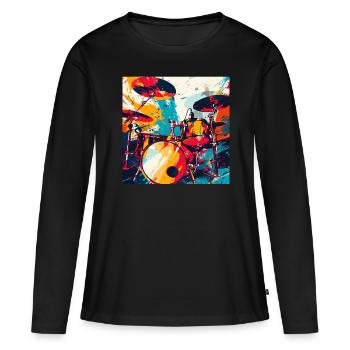 Percussion - T-shirt manches longues Premium bio Femme - noir - Devant - Julia (174cm)