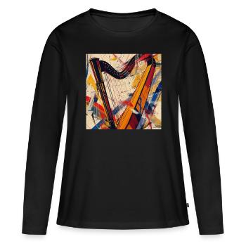 Harfe - Frauen Premium Bio Langarmshirt - Schwarz - Vorne - Julia (174cm)