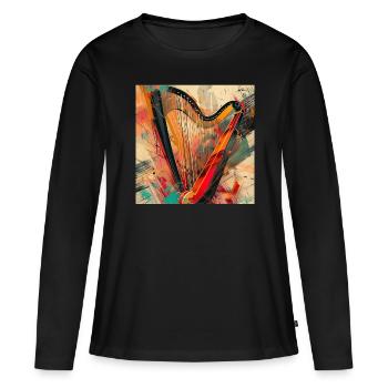 Harfe - Frauen Premium Bio Langarmshirt - Schwarz - Vorne - Julia (174cm)
