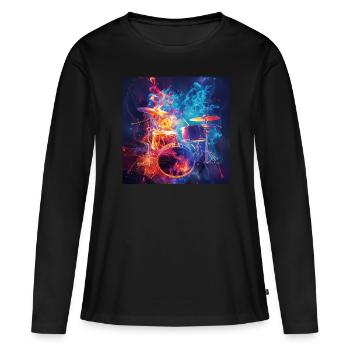Percussion - T-shirt manches longues Premium bio Femme - noir - Devant - Julia (174cm)
