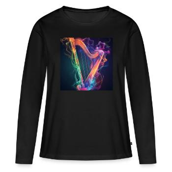 Harpe - T-shirt manches longues Premium bio Femme - noir - Devant - Julia (174cm)