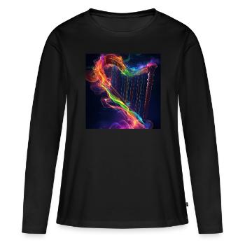 Harfe - Frauen Premium Bio Langarmshirt - Schwarz - Vorne - Julia (174cm)