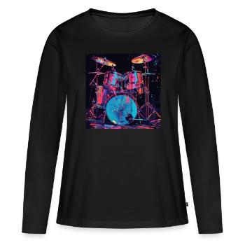 Percussion - T-shirt manches longues Premium bio Femme - noir - Devant - Julia (174cm)