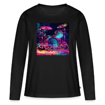 Percussion - T-shirt manches longues Premium bio Femme - noir - Devant - Julia (174cm)