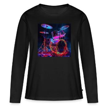Percussion - T-shirt manches longues Premium bio Femme - noir - Devant - Julia (174cm)