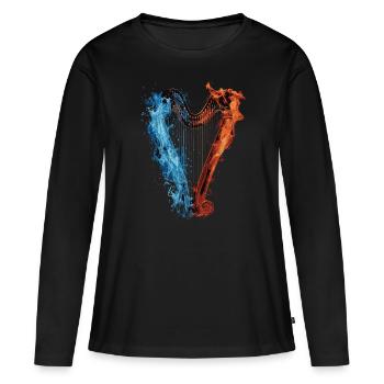 Harfe - Frauen Premium Bio Langarmshirt - Schwarz - Vorne - Julia (174cm)
