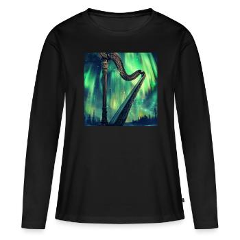 Harfe - Frauen Premium Bio Langarmshirt - Schwarz - Vorne - Julia (174cm)