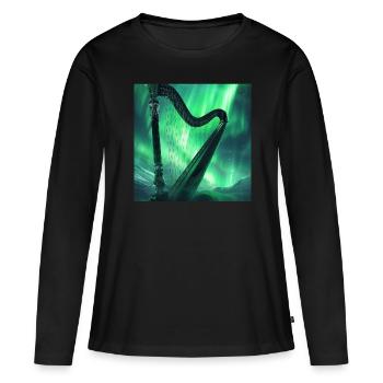 Harfe - Frauen Premium Bio Langarmshirt - Schwarz - Vorne - Julia (174cm)