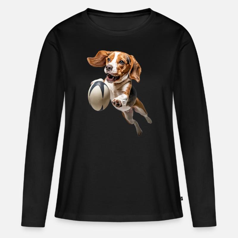 Beagle - Frauen Premium Bio Langarmshirt - Schwarz