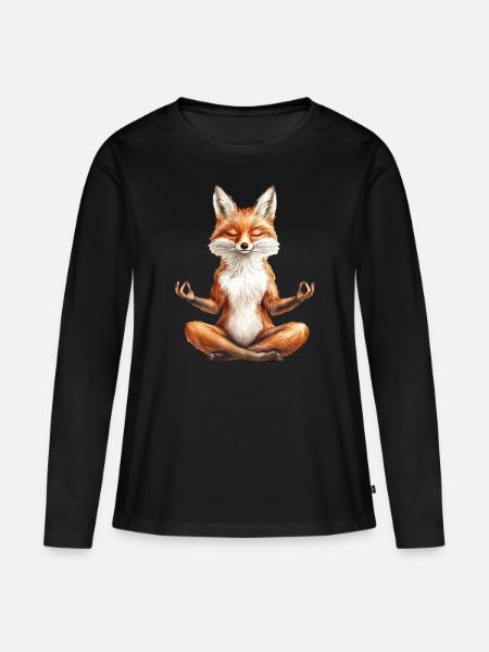 Fuchs - Frauen Premium Bio Langarmshirt - Schwarz