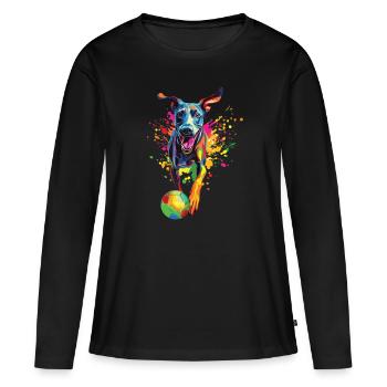 Windhund - Frauen Premium Bio Langarmshirt - Schwarz - Vorne - Julia (174cm)