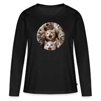 Britisch Kurzhaar - Frauen Premium Bio Langarmshirt - Schwarz - Vorne - Julia (174cm)
