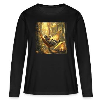 Koala - Frauen Premium Bio Langarmshirt - Schwarz - Vorne - Julia (174cm)