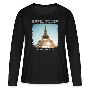 Eiffelturm - Frauen Premium Bio Langarmshirt - Schwarz - Vorne - Julia (174cm)