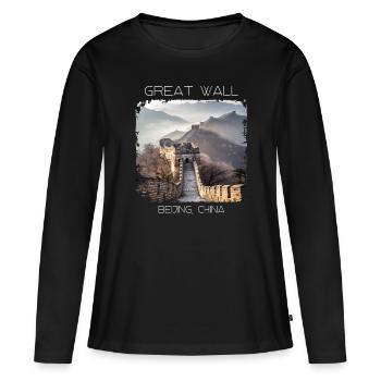Große Mauer - Frauen Premium Bio Langarmshirt - Schwarz - Vorne - Julia (174cm)