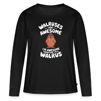 Walross - Frauen Premium Bio Langarmshirt - Schwarz - Vorne - Julia (174cm)