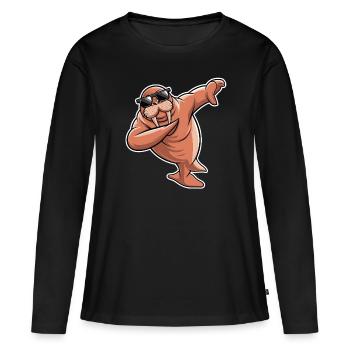 Walross - Frauen Premium Bio Langarmshirt - Schwarz - Vorne - Julia (174cm)