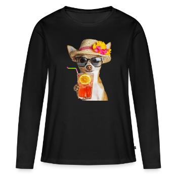 Chihuahua - Frauen Premium Bio Langarmshirt - Schwarz - Vorne - Julia (174cm)