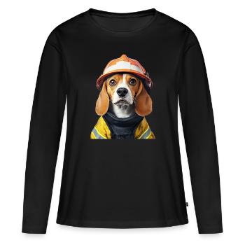 Beagle - Frauen Premium Bio Langarmshirt - Schwarz - Vorne - Julia (174cm)
