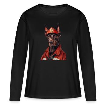 Dobermann - Frauen Premium Bio Langarmshirt - Schwarz - Vorne - Julia (174cm)