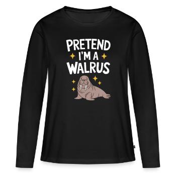 Walross - Frauen Premium Bio Langarmshirt - Schwarz - Vorne - Julia (174cm)