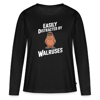 Walross - Frauen Premium Bio Langarmshirt - Schwarz - Vorne - Julia (174cm)