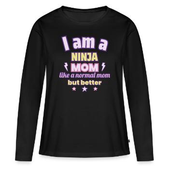 Ninja-Mama, Muttertag Geschenk, Kampfsport - Frauen Premium Bio Langarmshirt - Schwarz - Vorne - Julia (174cm)